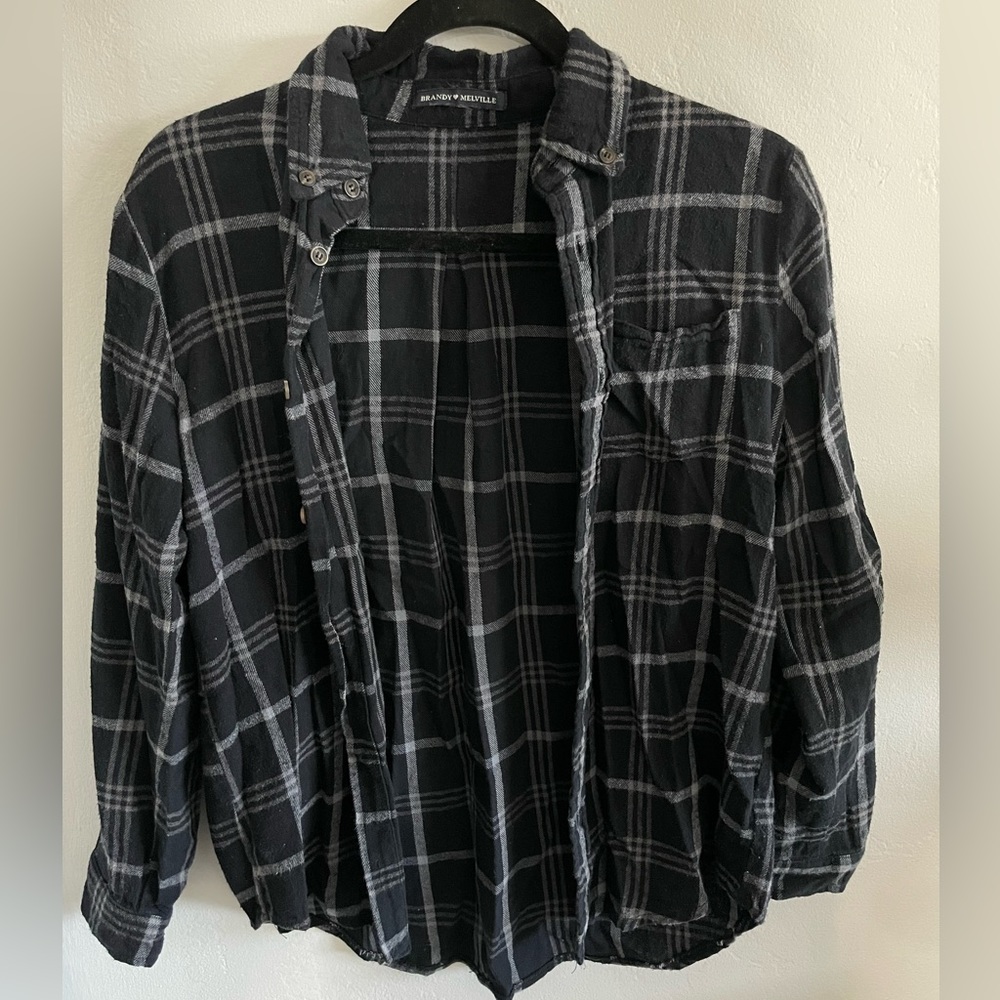 Black and Grey Plaid Brandy Melville Flannel